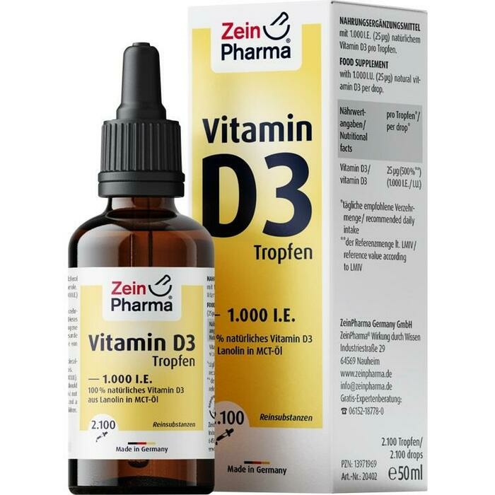 VITAMIN D3 TROPFEN 1 000 I E 2100 Tro ZeinPharma 50 Ml Vitamine