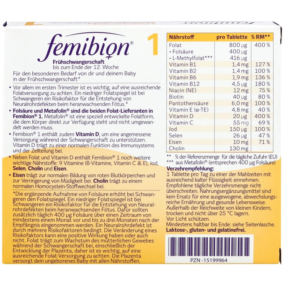 FEMIBION 1 Frühschwangerschaft Tabletten 28 St - Dauergünstig - Beliebte  Kategorien - Fritz Reuter Apotheke Shop