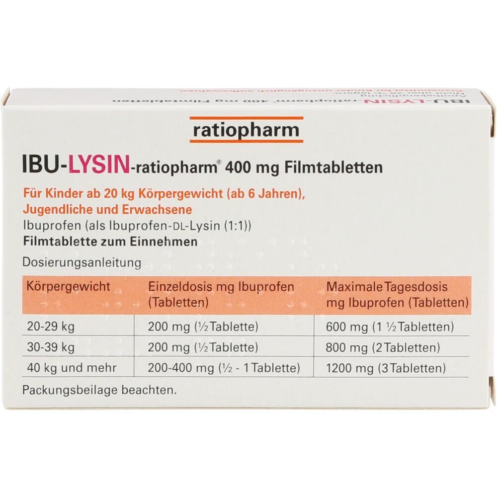 Ibu-Lysin-Ratiopharm 400 Mg Filmtabletten von ratiopharm GmbH Apotheke