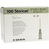 STERICAN Canules Luer-Lok 0,40x20 mm taille 20 grau