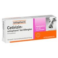 CÉTIRIZINE Ratiopharm contre les Allergies 10 mg Comprimés pelliculés