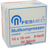 MULLKOMPRESSEN ES 10x10 cm unsteril 8fach