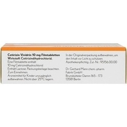 Abbildung klein von Cetirizin Vividrin 10mg Filmtabletten