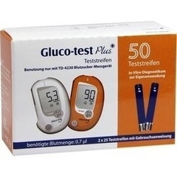 Abbildung klein von Gluco-Test Plus Blutzuckerteststreifen