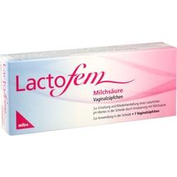 Abbildung klein von Lactofem Milchsäure Vaginalzäpfchen