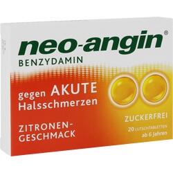 Abbildung von Neo-angin Benzydamin Akute Halsschmerz Zitrone Lutschtabletten