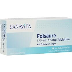 Abbildung klein von Folsäure Sanavita 5 Mg Tabletten