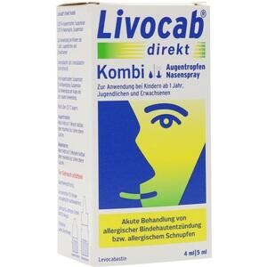 LIVOCAB direkt Kombi 4 ml Augentr.+5 ml Nasenspray ( bitte beachten Sie, dass der Artikel einen Verfall von 08-23 hat )
