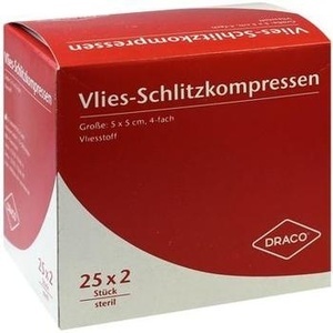 SCHLITZKOMPRESSEN Vlies 5x5 cm steril 4fach
