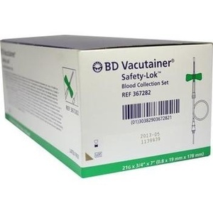 BD VACUTAINER Safety Lok 21 G 18 cm Blutentn.Set