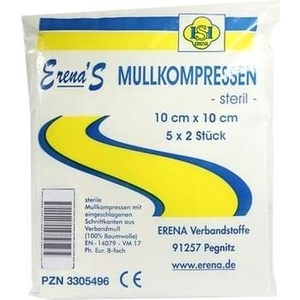 ERENA Mullkompr.10x10 cm steril 8fach