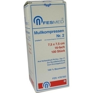 MULLKOMPRESSEN ES 7,5x7,5 cm unsteril 16fach Gr.2