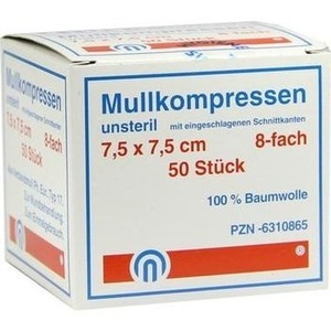 MULLKOMPRESSEN ES 7,5x7,5 cm unsteril 8fach