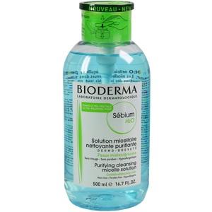 Bioderma Sébium H2O Reinigungswasser für fettige Haut (Mizellenlösung) - Inhalt: 500 ml mit einem Pumpstoß