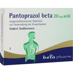 PANTOPRAZOL beta 20 mg acid magensaftres.Tabletten