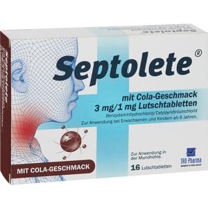 SEPTOLETE m.Cola-Geschmack 3mg/1mg Lutschtabletten
