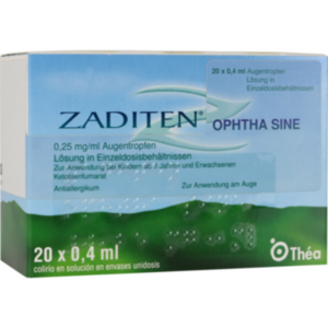 ZADITEN ophtha sine 0,25 mg/ml Augentr.Einzeldos.