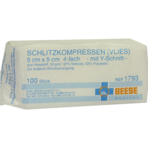 SCHLITZKOMPRESSEN Vlies 5x5 cm unsteril 4fach