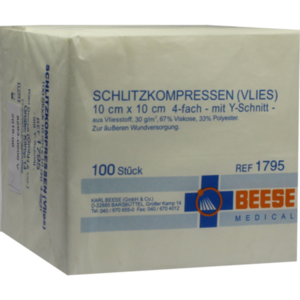 SCHLITZKOMPRESSEN Vlies 10x10 cm unsteril 4fach