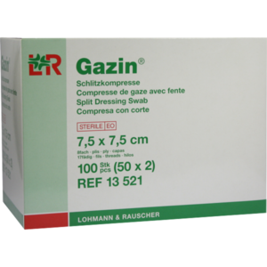 GAZIN Schlitzkompressen 7,5x7,5 cm steril 8fach