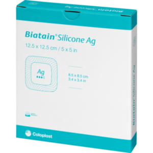 BIATAIN Silicone Ag Schaumverband 12,5x12,5 cm