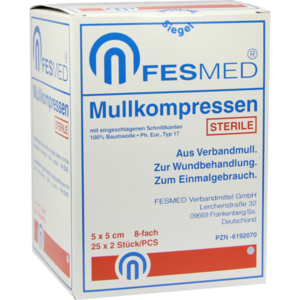 MULLKOMPRESSEN ES 5x5 cm steril 8fach