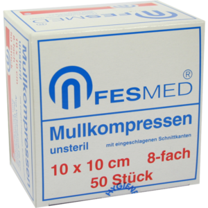 MULLKOMPRESSEN ES 10x10 cm unsteril 8fach