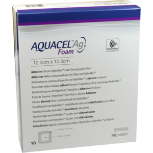 AQUACEL Ag Foam adhäsiv 12,5x12,5 cm Verband