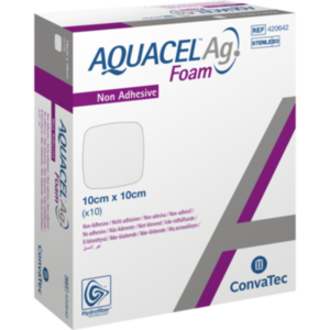 AQUACEL Ag Foam nicht adhäsiv 10x10 cm Verband