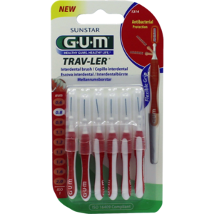 GUM TRAV-LER 0,8mm Kerze rot Interdental+6Kappen