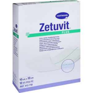 ZETUVIT Plus extrastarke Saugkompr.steril 10x10 cm