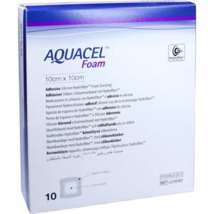 AQUACEL Foam adhäsiv 10x10 cm Verband