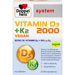 DOPPELHERZ Vitamin D3 2000+K2 system Tabletten