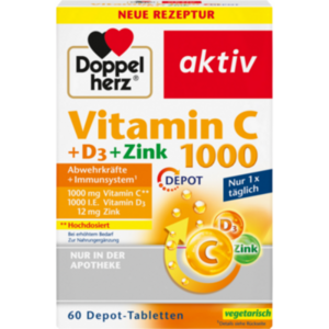 DOPPELHERZ Vitamin C 1000+D3+Zink Depot Tabletten