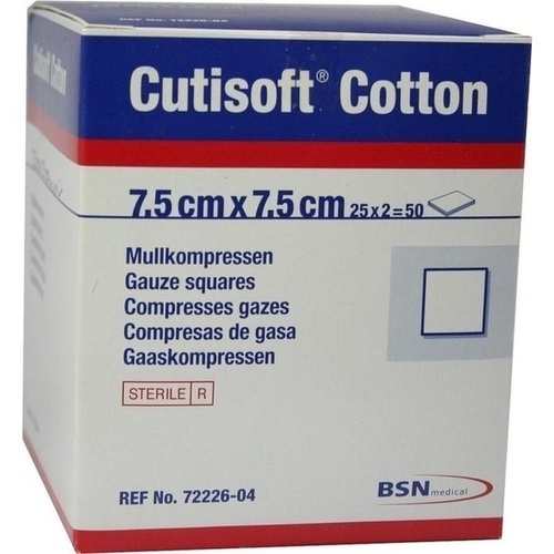 CUTISOFT Cotton Kompr.7,5x7,5 cm steril 25x2 St