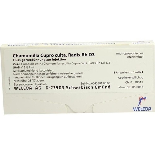 CHAMOMILLA CUPRO culta Radix Rh D 3 0,1% Ampullen* 8x1 ml