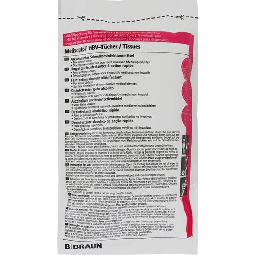 B.Braun Meliseptol HBV Nachfüllpackung Flächendesinfektionstücher ab € 3,86 (2025 B.Braun Meliseptol HBV Nachfüllpackung Flächendesinfektionstücher ab € 3,86 (2025