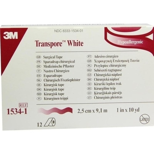 TRANSPORE White 2,5 cmx9,1 m Rollenpflaster