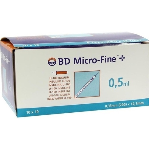 BD MICRO-FINE+ Insulinspr.0,5 ml U100 12,7 mm 100x0,5 ml