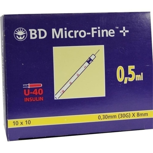 BD MICRO-FINE+ Insulinspr.0,5 ml U40 8 mm 100x0,5 ml
