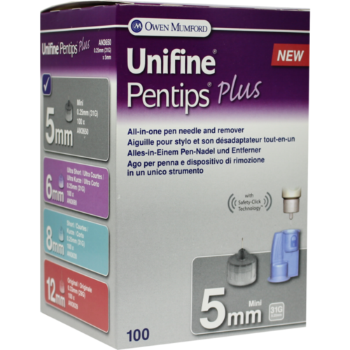 Owen Mumford Unifine Pentips Pen Needles - 31G 5mm 100/bx