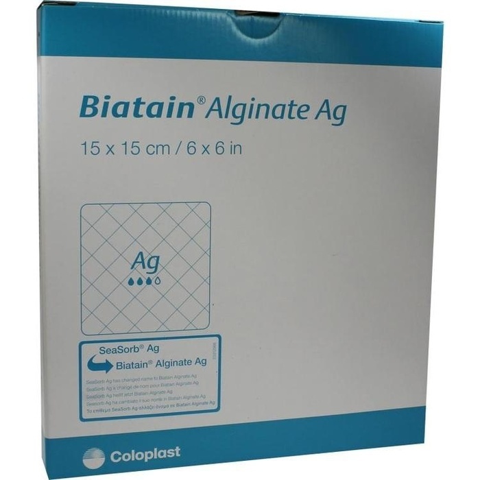 BIATAIN Alginate Ag Kompressen 15x15 cm mit Silber