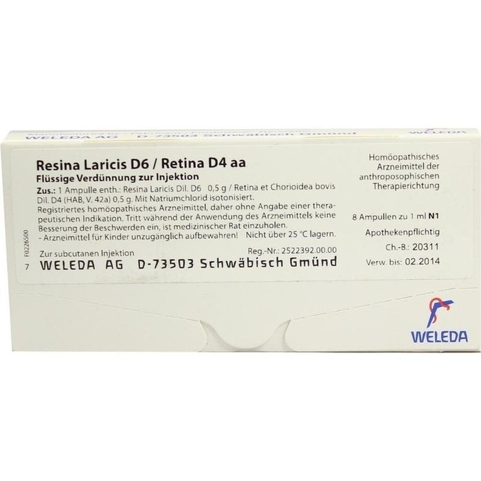 RESINA LARICIS D 6/Retina D 4 aa Ampullen