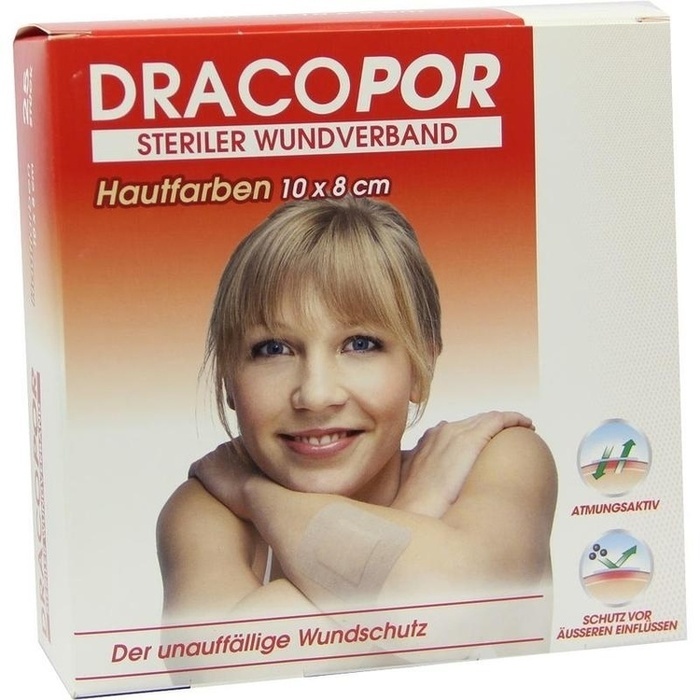 DRACOPOR Wundverband 8x10 cm steril hautfarben