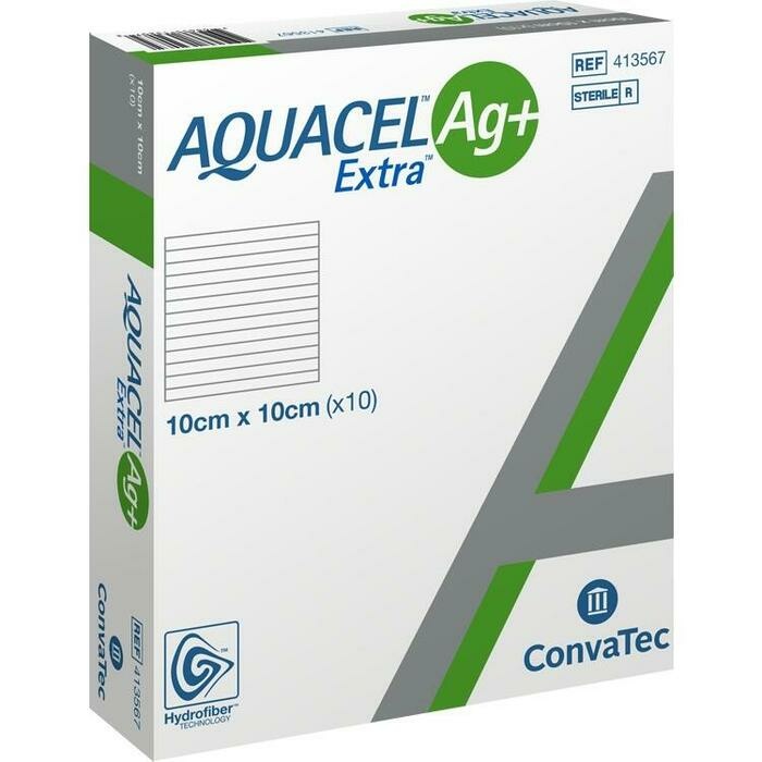 AQUACEL Ag+ Extra 10x10 cm Kompressen