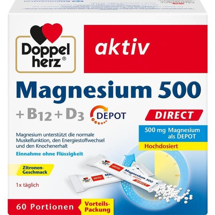 DOPPELHERZ Magnesium 500+B12+D3 Depot DIRECT Pell.