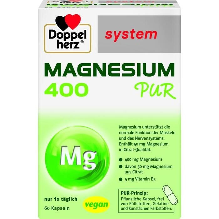 DOPPELHERZ Magnesium 400 Pur system Kapseln