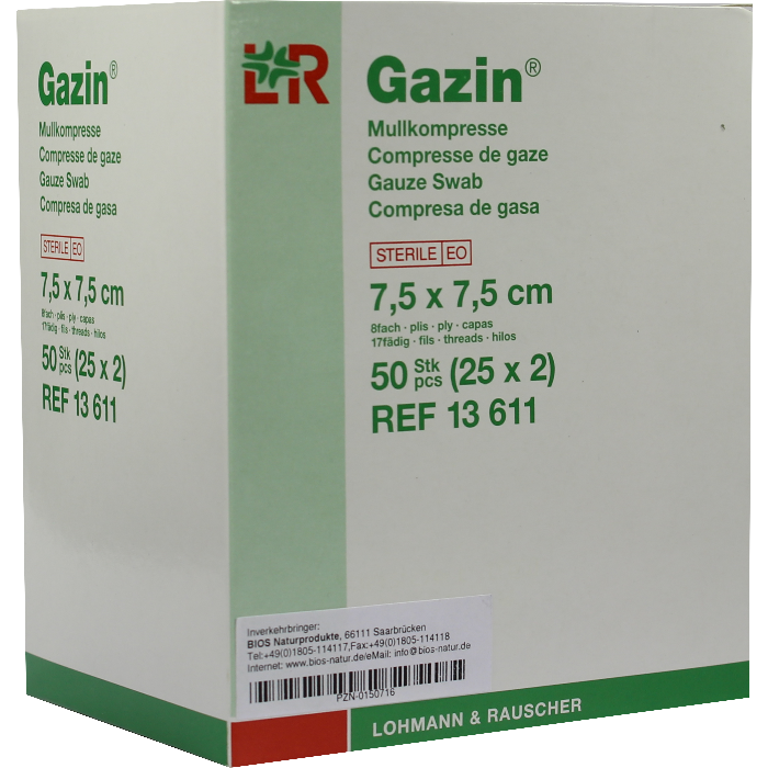 GAZIN Mullkomp.7,5x7,5 cm steril 8fach