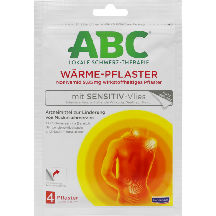 ABC Wärme-Pflaster sensitive Hansaplast med 10x14 4 St - Muskel- &  Gelenkschmerzen - Schmerzmittel - apo-rot