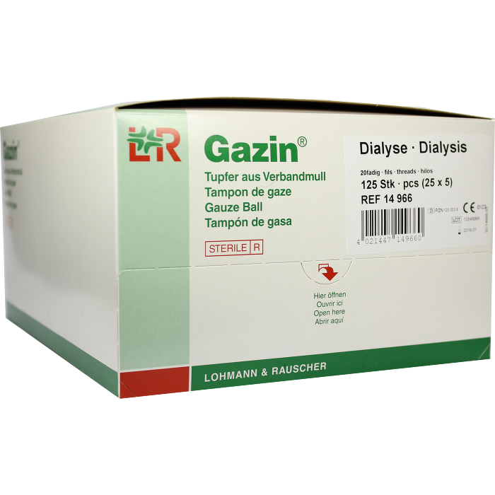 GAZIN Dialysetupfer 2+3 steril m.Schutzring